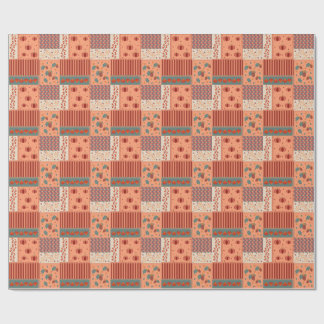 Herbstblatt-Eicheln-Patchwork-Muster-Kunst Geschenkpapier