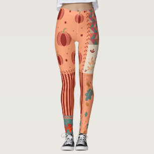 Herbstblatt-Eichen-Patchwork-Muster-Kunst Leggings