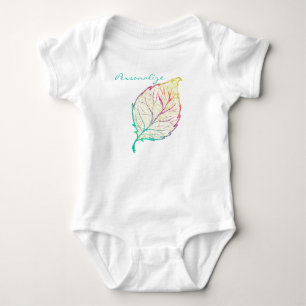 Herbstblatt elegant süß pastellrosa teal gold  baby strampler