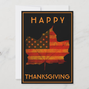 HERBSTBLATT FRÖHLICHES ERNTEDANKFEST USA-FLAGGE EINLADUNG