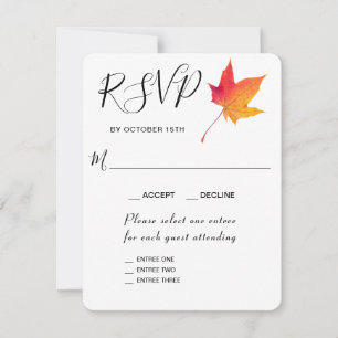 Herbstblatt Herbst 3 Menü RSVP Antwortkarte Karte