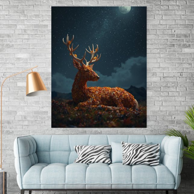 Herbstblatt Hirsch Schlaft unter Sternen Poster  (Von Creator hochgeladen)
