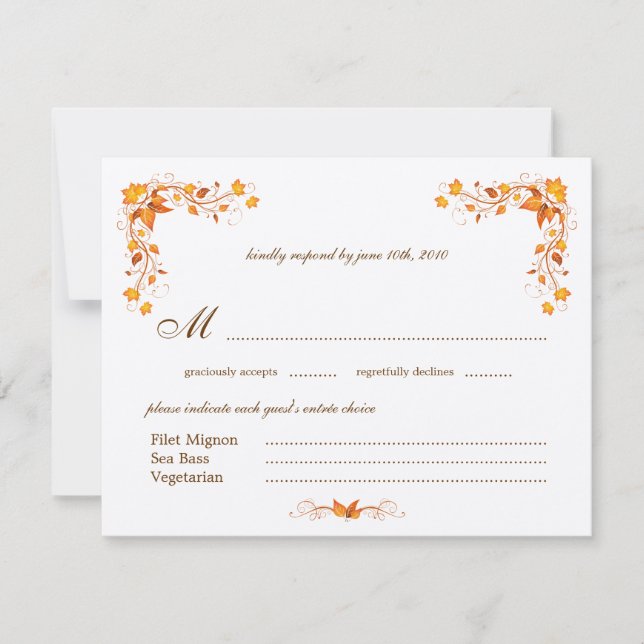 Herbstblatt Hochzeitkarte RSVP mit Umschlag (Vorderseite)