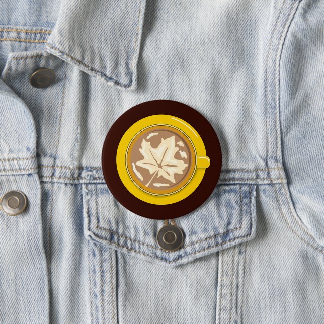 Herbstblatt Kaffee Latte Button (Beispiel)