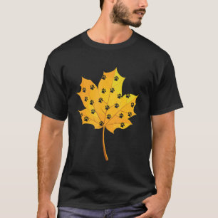 Herbstblatt mit Cat Footprint Herbstlaube Saison T-Shirt