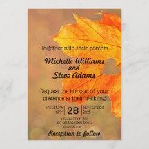 Herbstblatt mit Einladung zur Herbsthochzeit