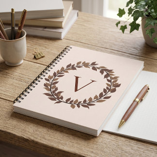 Herbstblatt-Monogramm Initiale Herbstdesign Notizblock