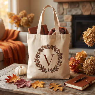 Herbstblatt-Monogramm Initiale Herbstdesign Tragetasche