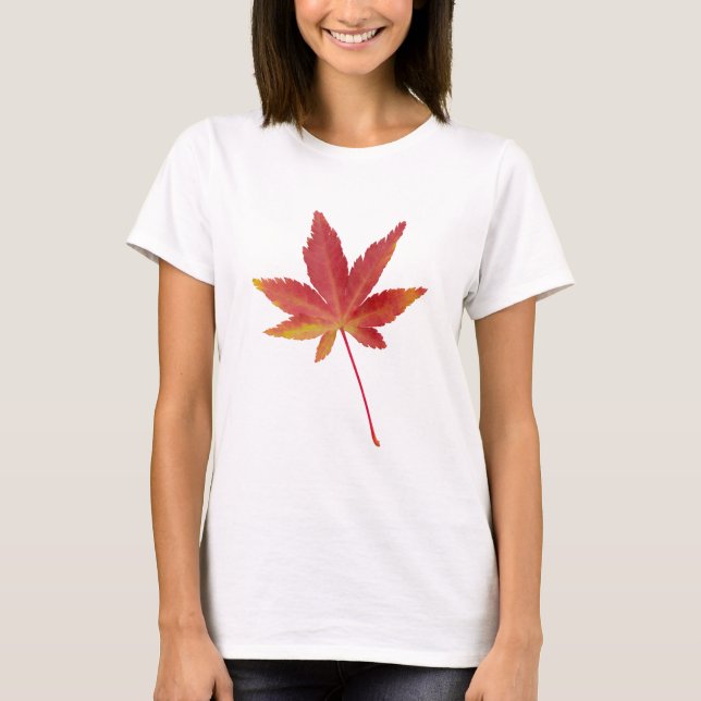 Herbstblatt Roter Single T-Shirt (Vorderseite)