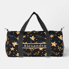 Herbstblatt Schwarzes Muster Duffel Tasche