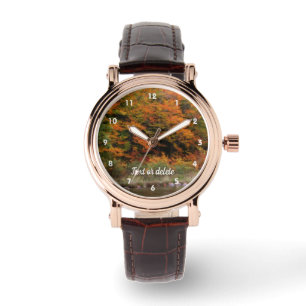 Herbstblätter am Fluss Orton Personalisiert  Armbanduhr