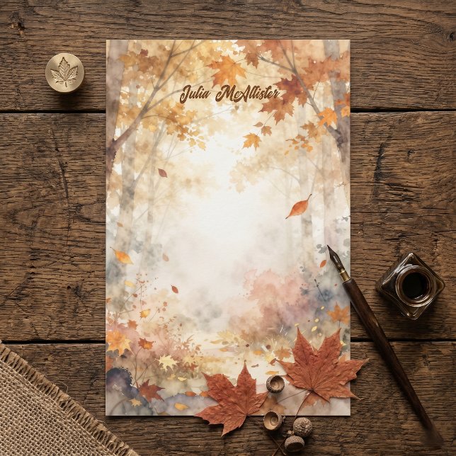 Herbstblätter Aquarell Wald Herbstwald Briefpapier (Von Creator hochgeladen)
