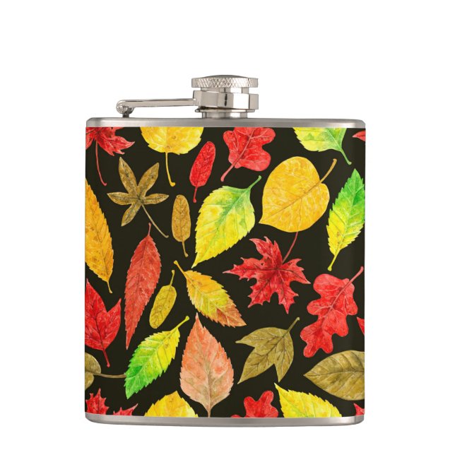 Herbstblätter, Aquarellfarbe Flachmann (Vorderseite)