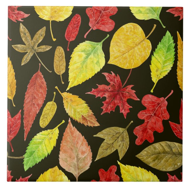 Herbstblätter, Aquarellfarbe Fliese (Vorderseite)