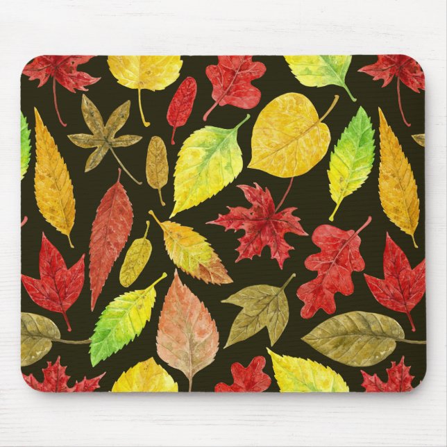Herbstblätter, Aquarellfarbe Mousepad (Vorne)