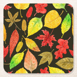 Herbstblätter, Aquarellfarbe Rechteckiger Pappuntersetzer