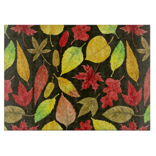 Herbstblätter, Aquarellfarbe Schneidebrett (Vorderseite)