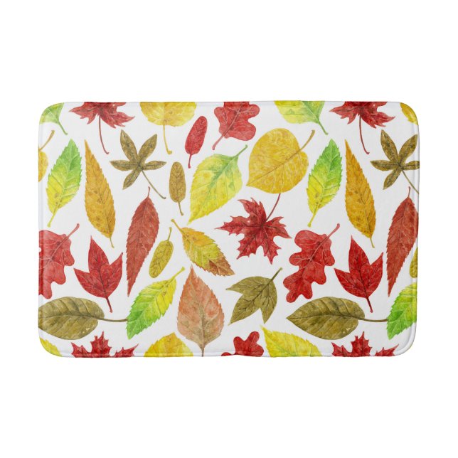Herbstblätter, Aquarellfarbe weiß Badematte (Vorderseite)