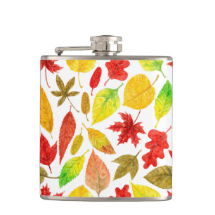 Herbstblätter, Aquarellfarbe weiß Flachmann