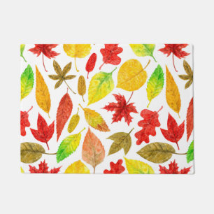 Herbstblätter, Aquarellfarbe weiß Fußmatte