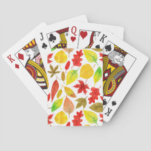 Herbstblätter, Aquarellfarbe weiß Spielkarten