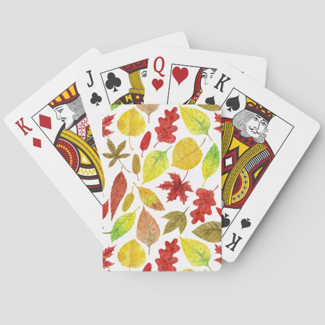 Herbstblätter, Aquarellfarbe weiß Spielkarten (Rückseite)