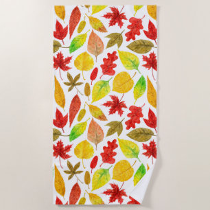 Herbstblätter, Aquarellfarbe weiß Strandtuch