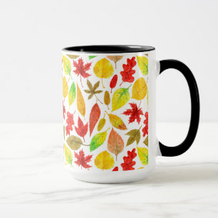 Herbstblätter, Aquarellfarbe weiß Tasse