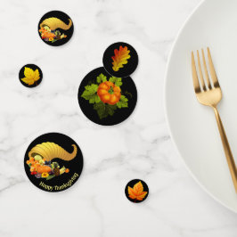 Herbstblätter auf schwarzen Erntedank Table Confet Konfetti