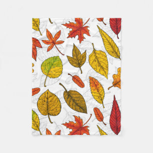 Herbstblätter auf weiß fleecedecke