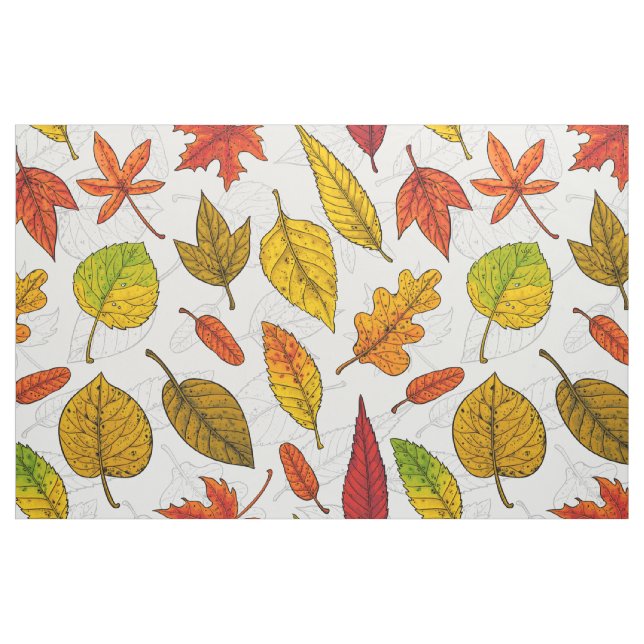 Herbstblätter auf weiß stoff (Fat Quarter (45,7 x 55,9 cm))