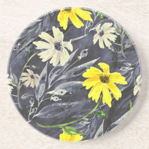 Herbstblätter, Beeren: Aquarellmuster. Getränkeuntersetzer