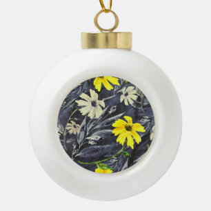 Herbstblätter, Beeren: Aquarellmuster. Keramik Kugel-Ornament