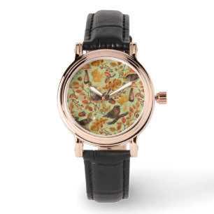 Herbstblätter, Beeren, Pilze und Früchte Armbanduhr