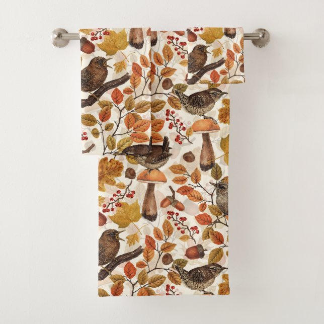 Herbstblätter, Beeren, Pilze und Früchte Badhandtuch Set (Insitu)