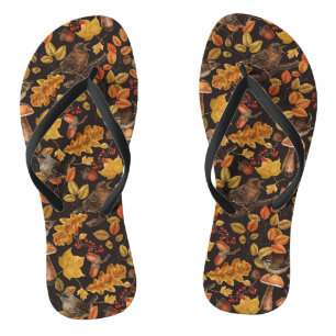 Herbstblätter, Beeren, Pilze und Früchte Flip Flops