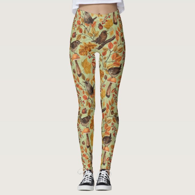 Herbstblätter, Beeren, Pilze und Früchte Leggings (Vorderseite)