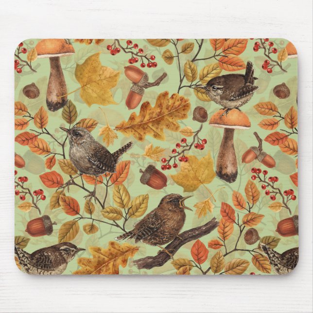 Herbstblätter, Beeren, Pilze und Früchte Mousepad (Vorne)