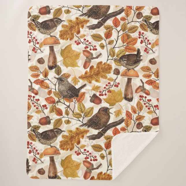 Herbstblätter, Beeren, Pilze und Früchte Sherpadecke (Vorderseite)
