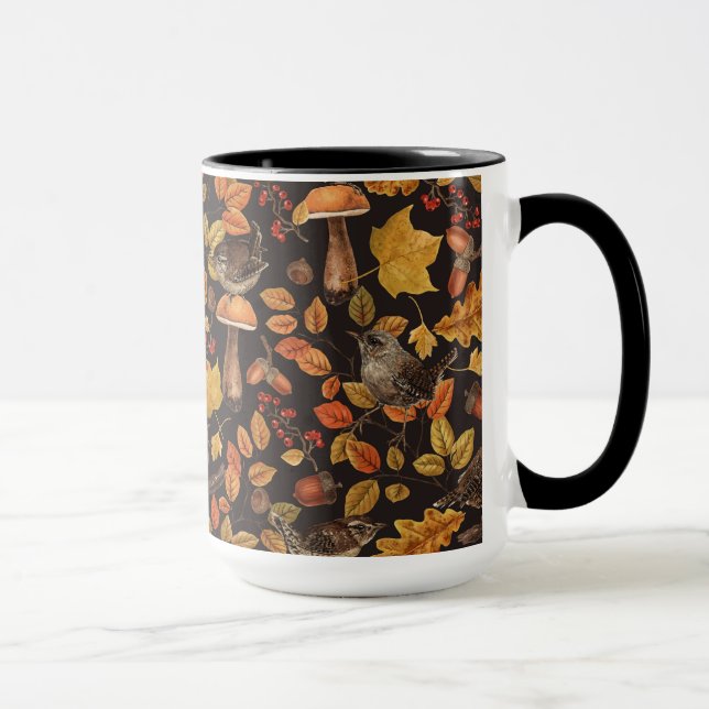 Herbstblätter, Beeren, Pilze und Früchte Tasse (Rechts)