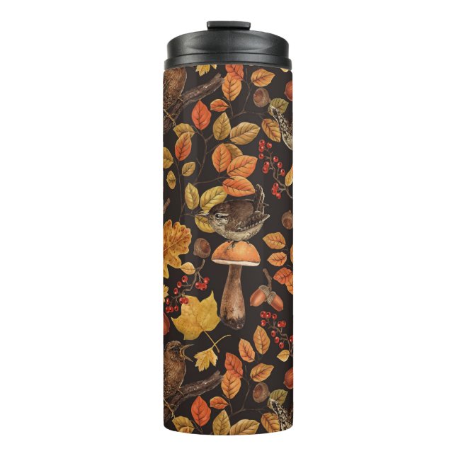 Herbstblätter, Beeren, Pilze und Früchte Thermosbecher (Vorderseite)