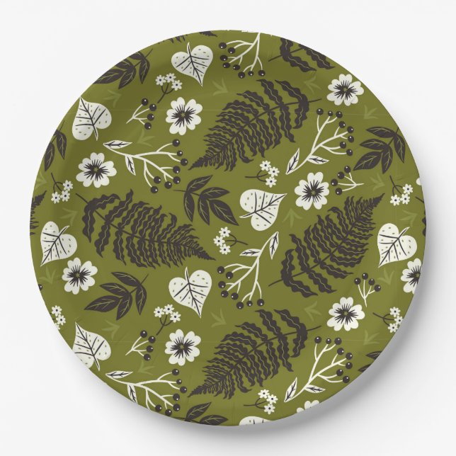 Herbstblätter, Berries & Acorns-Teller Pappteller (Vorderseite)