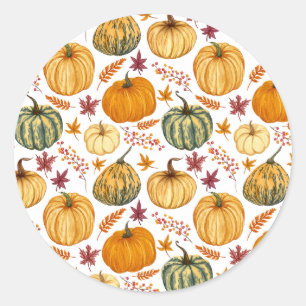 Herbstblätter, Berries und Pumpkins Runder Aufkleber