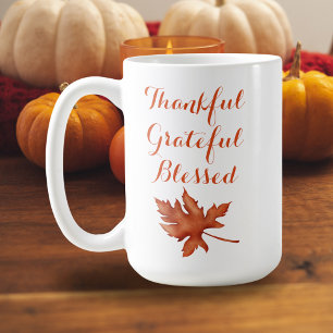Herbstblätter dankbar, gesegnet kaffeetasse