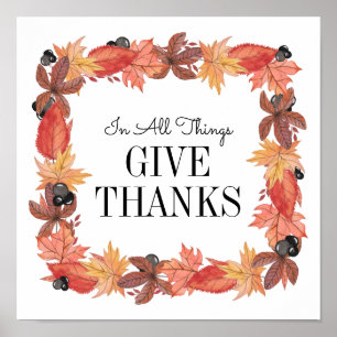 Herbstblätter Danksagung Thanksgiving Poster