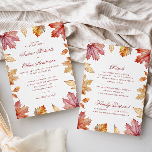 Herbstblätter-Doppel-Hochzeitseinladung Einladung
