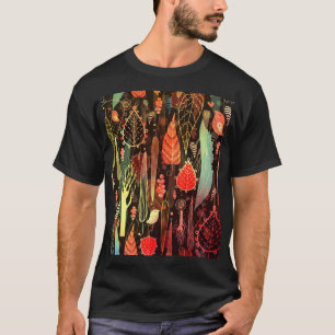 Herbstblätter: dunkles, nahtloses Muster. T-Shirt