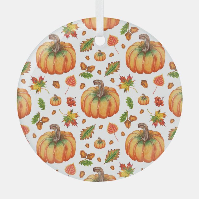 Herbstblätter, Eichen: Aquarellmuster. Ornament Aus Glas (Vorderseite)
