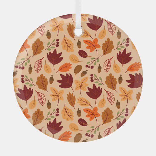 Herbstblätter, einfache kindliche nahtlose Muster. Ornament Aus Glas (Vorderseite)