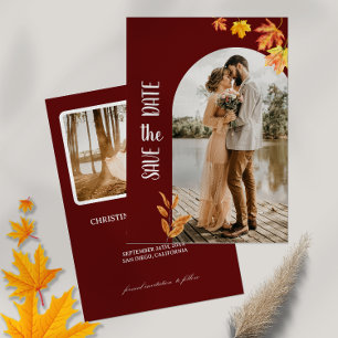Herbstblätter, Foto, Save the Date Minimalistisch Einladung